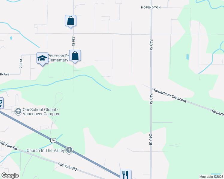 map of restaurants, bars, coffee shops, grocery stores, and more near 4529 238 Street in Langley