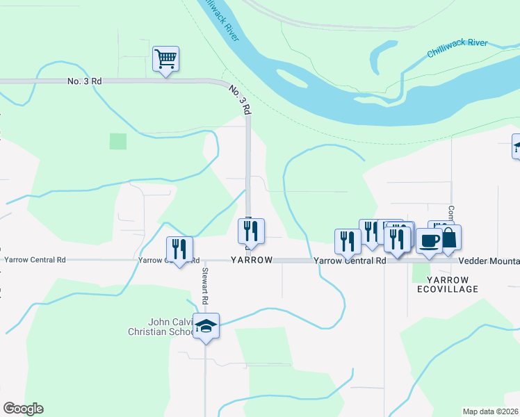 map of restaurants, bars, coffee shops, grocery stores, and more near 4524 No. 3 Road in Chilliwack