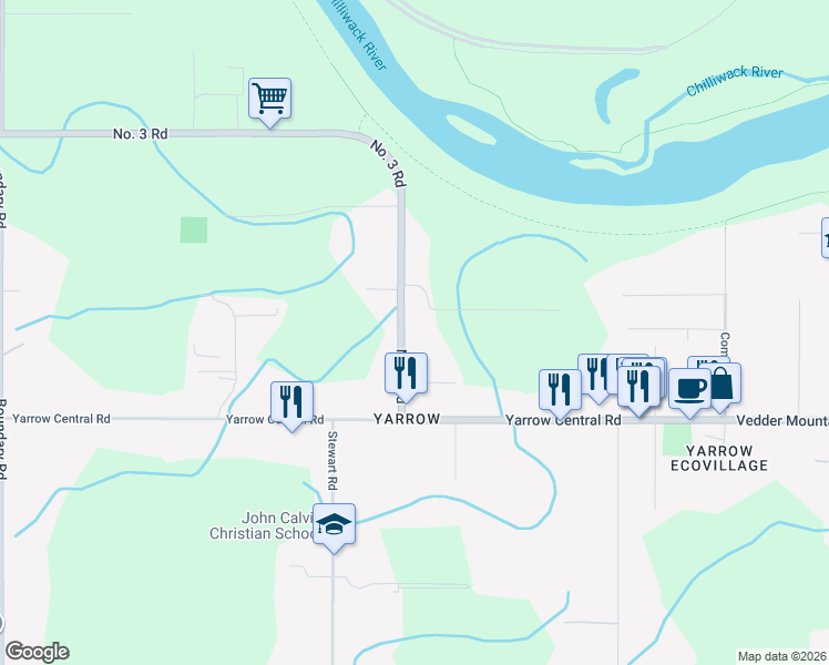map of restaurants, bars, coffee shops, grocery stores, and more near 4524 No. 3 Road in Chilliwack