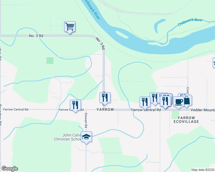 map of restaurants, bars, coffee shops, grocery stores, and more near 4524 No. 3 Road in Chilliwack