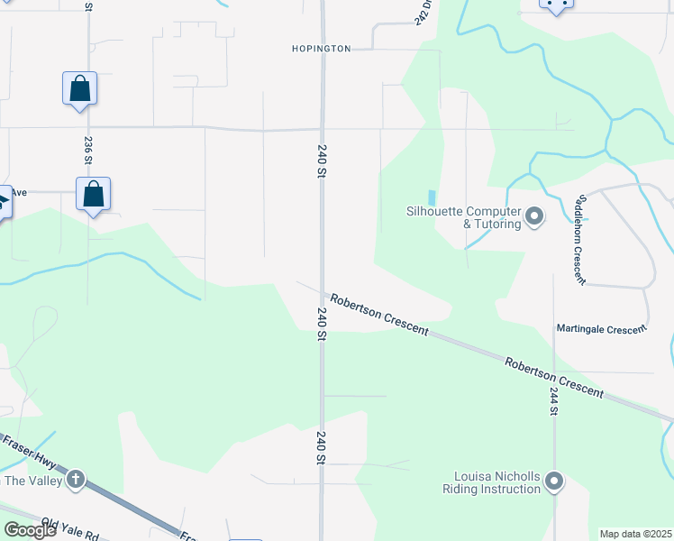 map of restaurants, bars, coffee shops, grocery stores, and more near 4586 240 Street in Langley Township