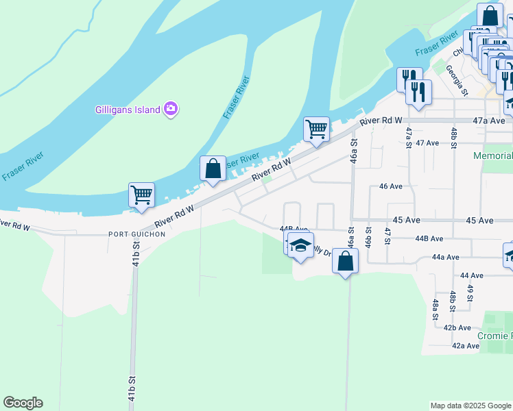 map of restaurants, bars, coffee shops, grocery stores, and more near 4418 Savoy Street in Delta