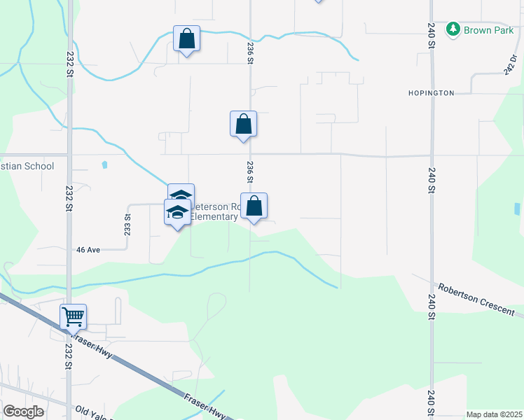 map of restaurants, bars, coffee shops, grocery stores, and more near 4664 236 Street in Langley