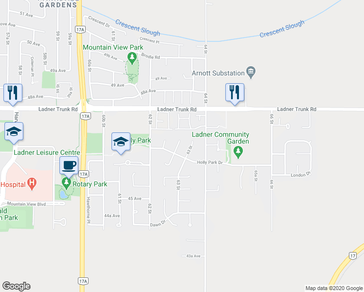 map of restaurants, bars, coffee shops, grocery stores, and more near 4684 Holly Park Wynd in Delta