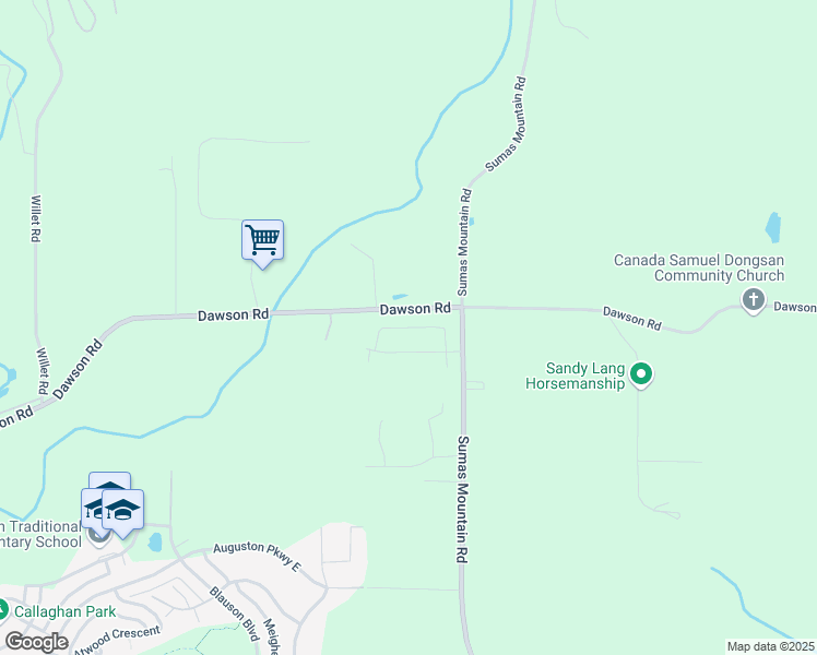 map of restaurants, bars, coffee shops, grocery stores, and more near Carl Creek Crescent in Abbotsford