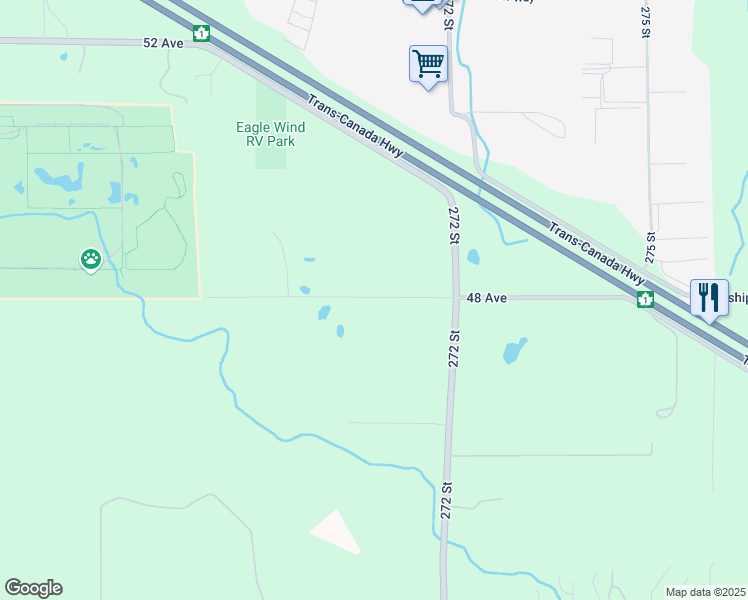 map of restaurants, bars, coffee shops, grocery stores, and more near 27082 48 Avenue in Langley