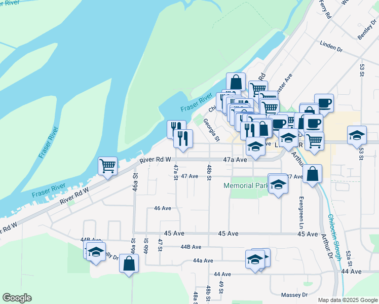 map of restaurants, bars, coffee shops, grocery stores, and more near in Delta