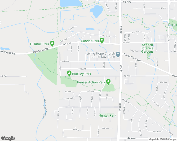 map of restaurants, bars, coffee shops, grocery stores, and more near 19770 48A Avenue in Langley City