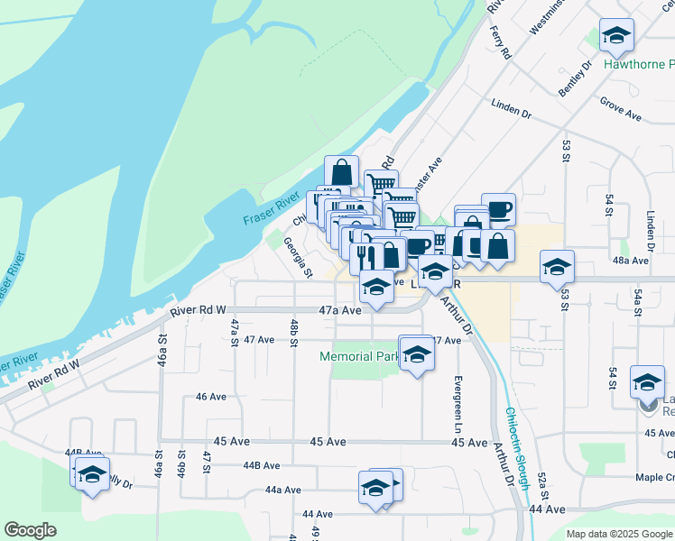 map of restaurants, bars, coffee shops, grocery stores, and more near 4831 Turnbuckle Wynd in Delta