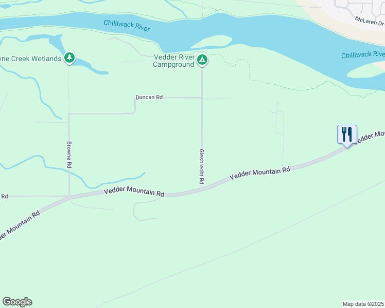 map of restaurants, bars, coffee shops, grocery stores, and more near 4925 Giesbrecht Road in Chilliwack