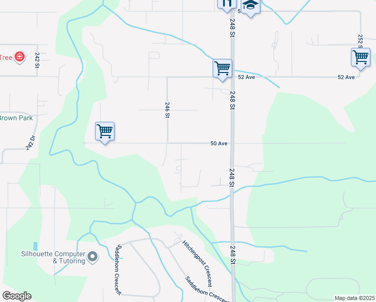 map of restaurants, bars, coffee shops, grocery stores, and more near 24666 50 Avenue in Langley Township