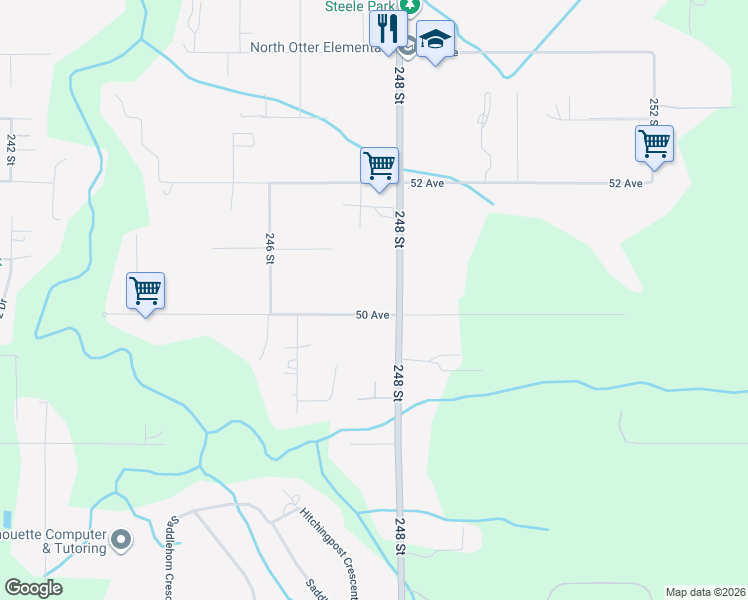 map of restaurants, bars, coffee shops, grocery stores, and more near 24765 50 Avenue in Langley Township