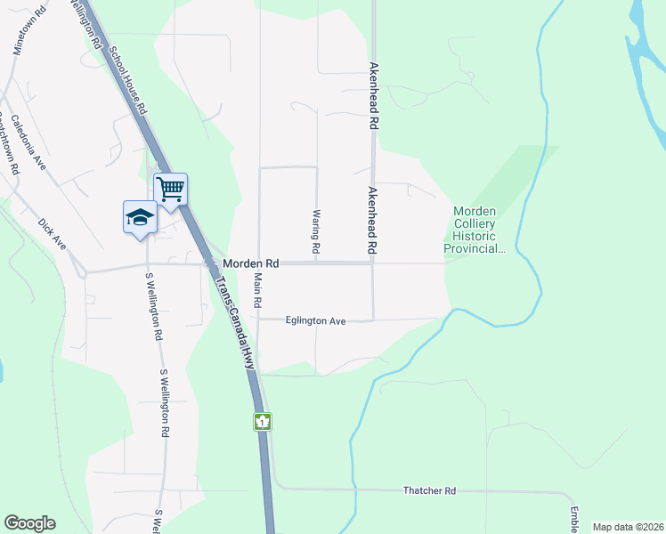map of restaurants, bars, coffee shops, grocery stores, and more near 1721 Morden Road in Nanaimo