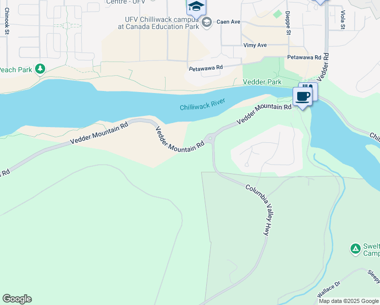 map of restaurants, bars, coffee shops, grocery stores, and more near 45150 Vedder Mountain Road in Chilliwack
