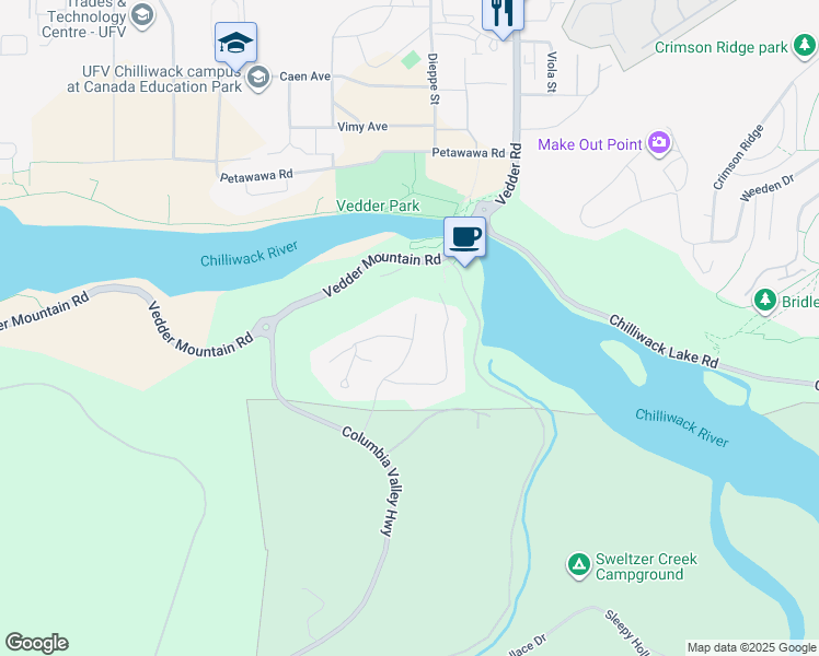 map of restaurants, bars, coffee shops, grocery stores, and more near 5121 Chittenden Road in Chilliwack