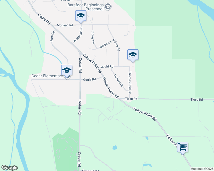 map of restaurants, bars, coffee shops, grocery stores, and more near 2168 Yellow Point Road in Nanaimo