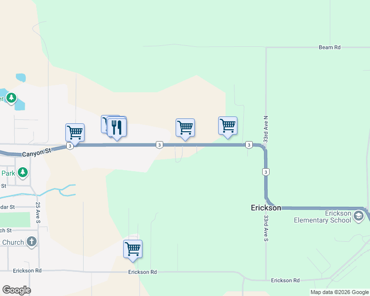 map of restaurants, bars, coffee shops, grocery stores, and more near 3011 British Columbia 3 in Creston