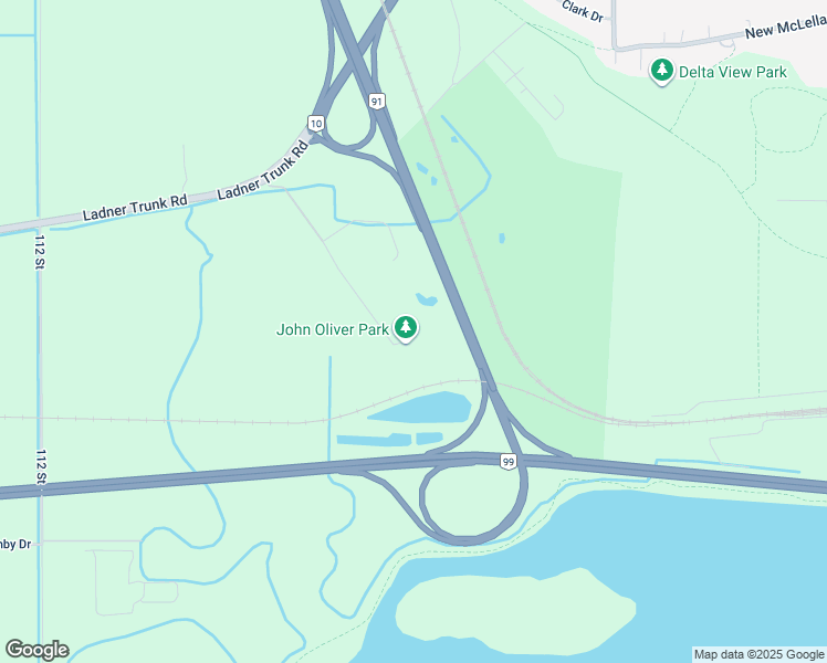 map of restaurants, bars, coffee shops, grocery stores, and more near 11590 Ladner Trunk Road in Delta