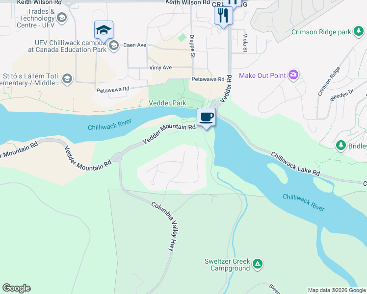 map of restaurants, bars, coffee shops, grocery stores, and more near 5153 Chittenden Road in Chilliwack