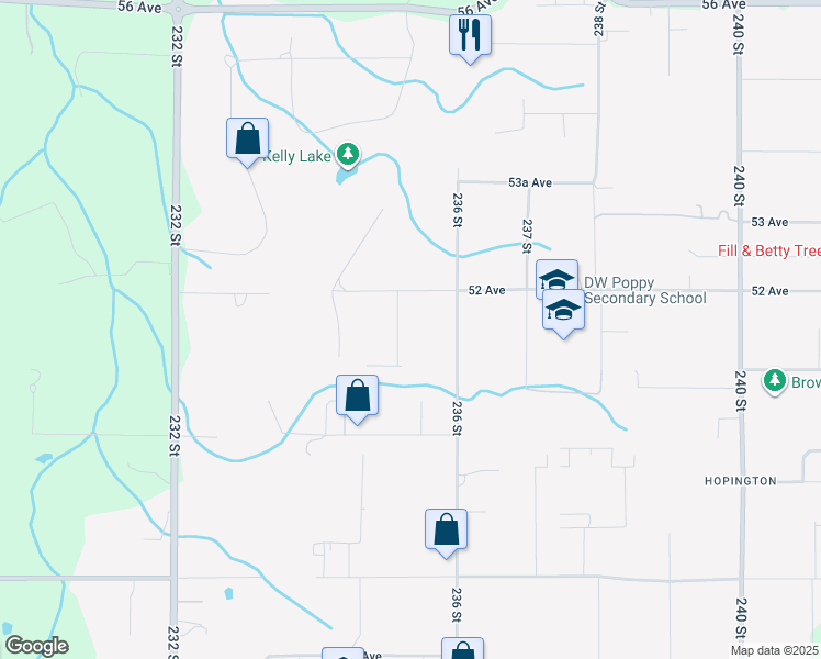 map of restaurants, bars, coffee shops, grocery stores, and more near 5144 235 Street in Langley Township