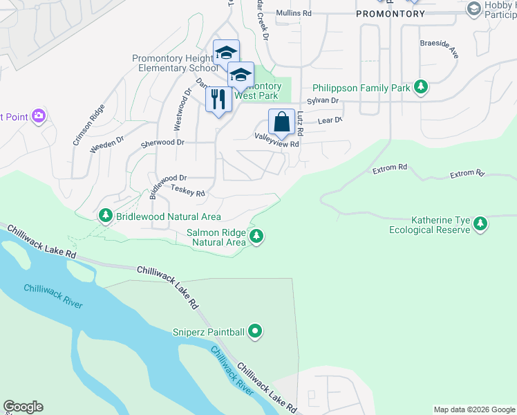 map of restaurants, bars, coffee shops, grocery stores, and more near in Chilliwack