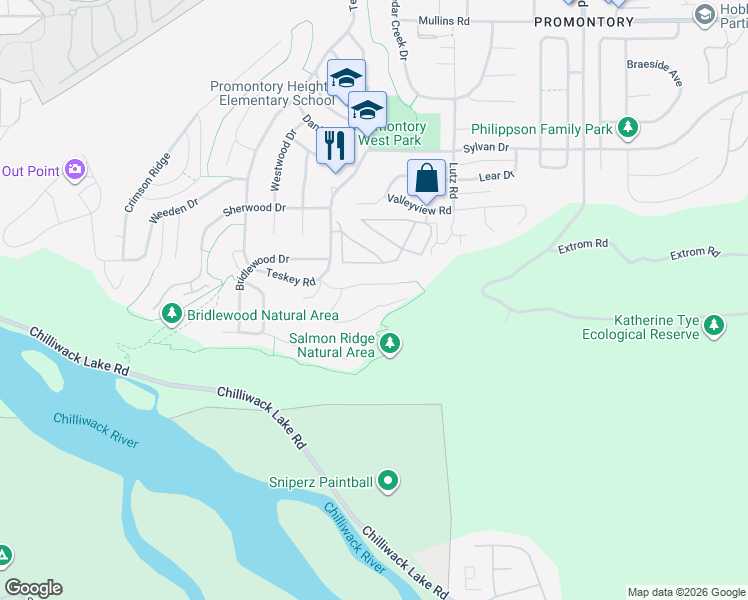 map of restaurants, bars, coffee shops, grocery stores, and more near in Chilliwack