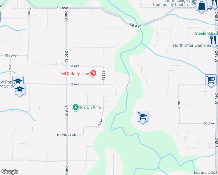 map of restaurants, bars, coffee shops, grocery stores, and more near 24242 52 Avenue in Langley Township