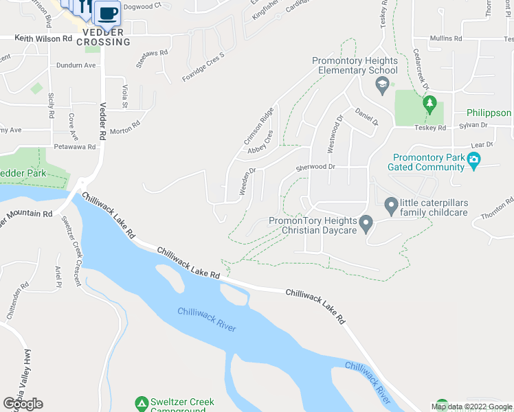 map of restaurants, bars, coffee shops, grocery stores, and more near 5217 Weeden Place in Chilliwack