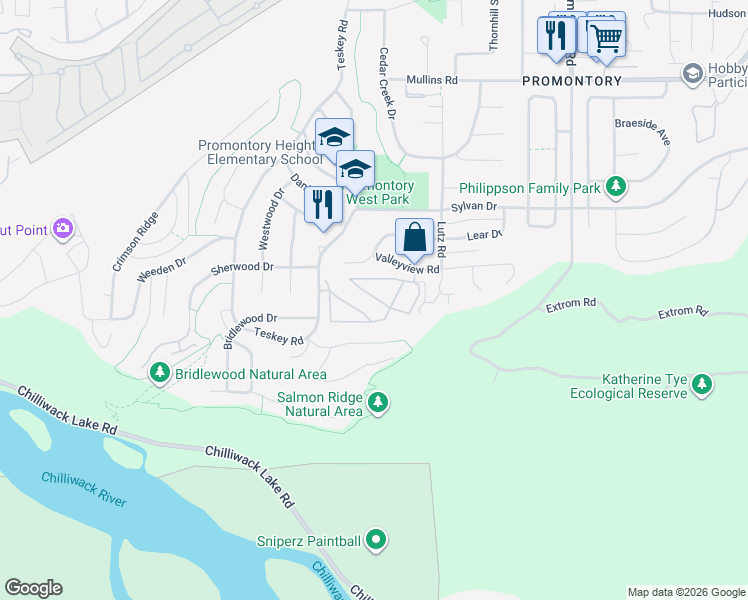 map of restaurants, bars, coffee shops, grocery stores, and more near in Chilliwack