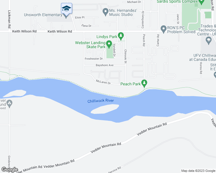 map of restaurants, bars, coffee shops, grocery stores, and more near 44522 McLaren Drive in Chilliwack