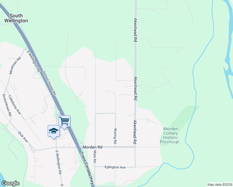 map of restaurants, bars, coffee shops, grocery stores, and more near 2062 Waring Road in Nanaimo