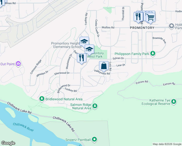 map of restaurants, bars, coffee shops, grocery stores, and more near in Chilliwack