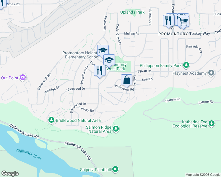 map of restaurants, bars, coffee shops, grocery stores, and more near in Chilliwack