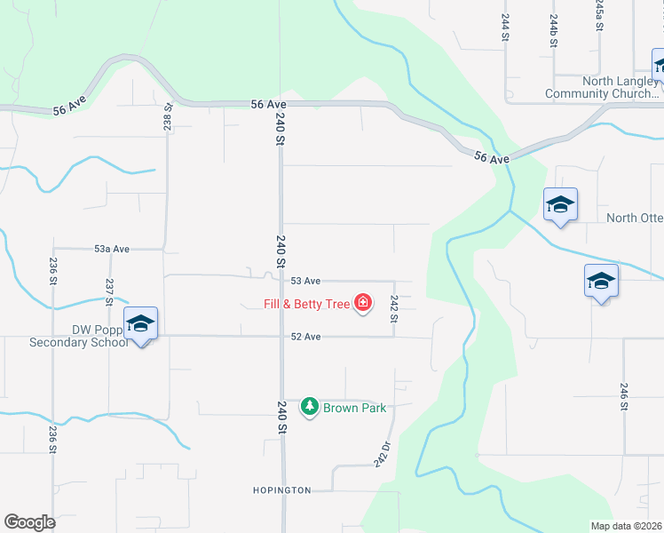 map of restaurants, bars, coffee shops, grocery stores, and more near 24095 53 Avenue in Langley Township