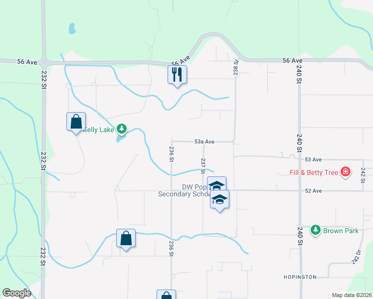 map of restaurants, bars, coffee shops, grocery stores, and more near 5342 236 Street in Langley Township