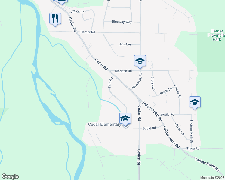 map of restaurants, bars, coffee shops, grocery stores, and more near 2054 Furn Road in Nanaimo
