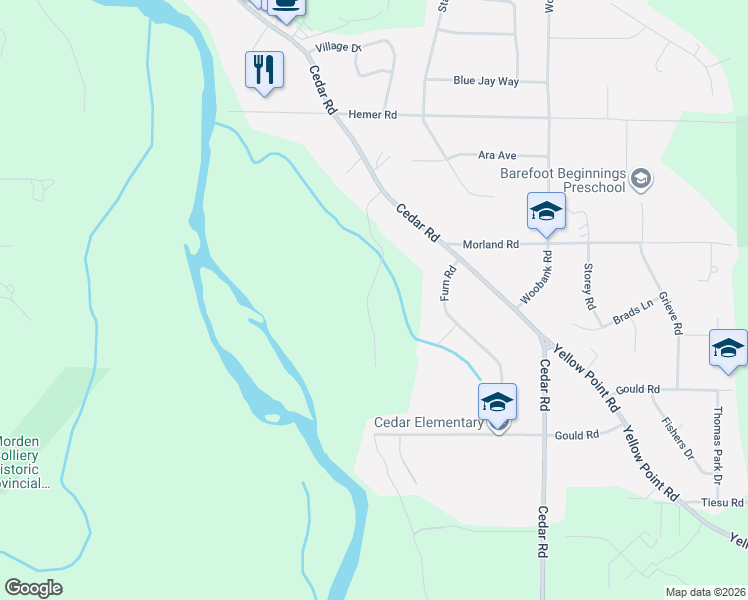 map of restaurants, bars, coffee shops, grocery stores, and more near Lazy Susan Drive in Nanaimo