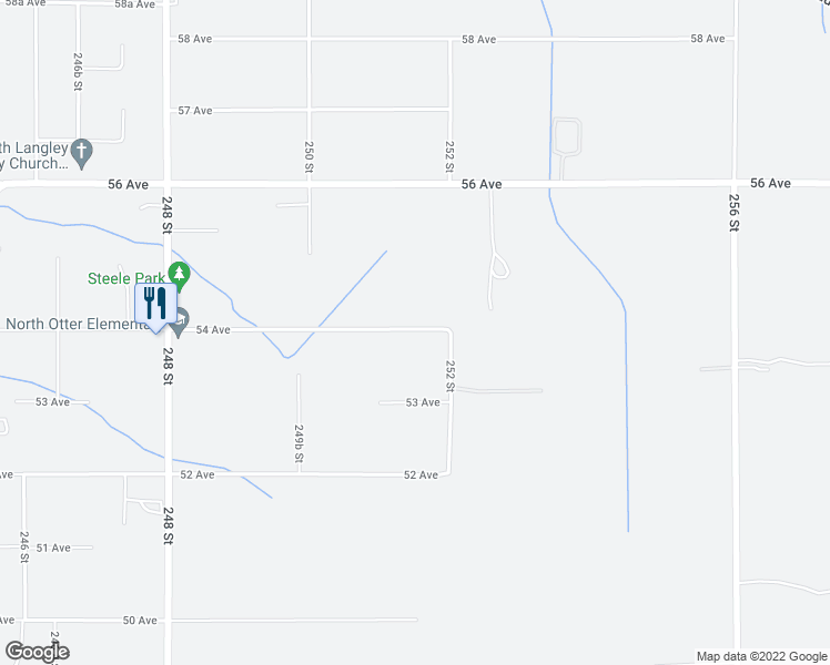 map of restaurants, bars, coffee shops, grocery stores, and more near 25160 54 Avenue in Langley Township