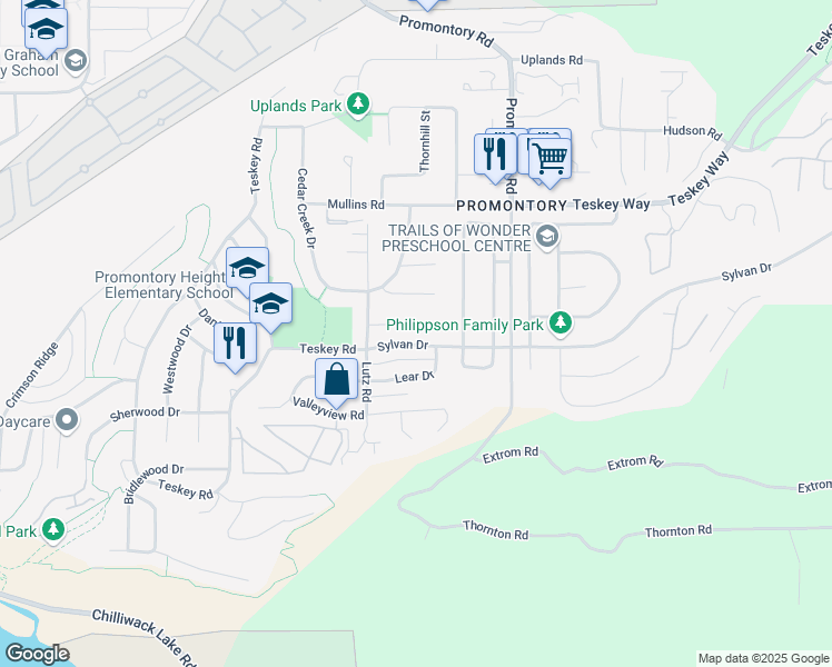 map of restaurants, bars, coffee shops, grocery stores, and more near 46470 Ferguson Place in Chilliwack