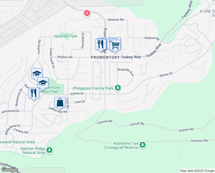 map of restaurants, bars, coffee shops, grocery stores, and more near 5423 Alpine Crescent in Chilliwack
