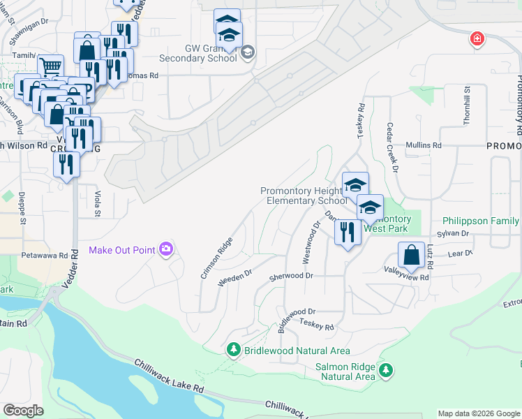 map of restaurants, bars, coffee shops, grocery stores, and more near in Chilliwack