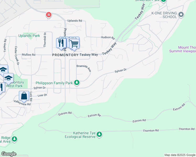 map of restaurants, bars, coffee shops, grocery stores, and more near 47294 Sylvan Dr in Chilliwack