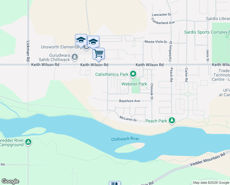 map of restaurants, bars, coffee shops, grocery stores, and more near 5457 Driftwood Street in Chilliwack