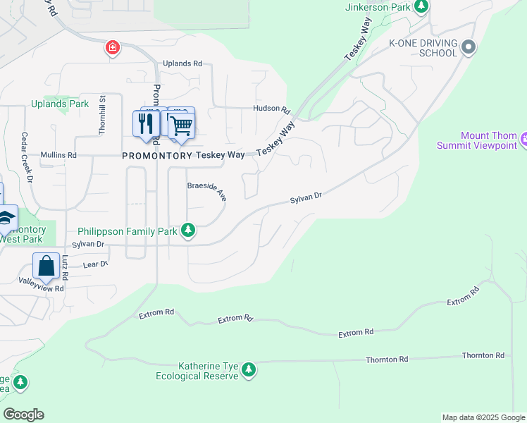 map of restaurants, bars, coffee shops, grocery stores, and more near 46814 Sylvan Drive in Chilliwack