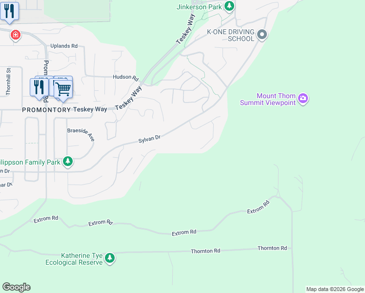 map of restaurants, bars, coffee shops, grocery stores, and more near Russell Rd in Chilliwack