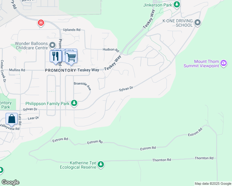 map of restaurants, bars, coffee shops, grocery stores, and more near 46874 Sylvan Drive in Chilliwack