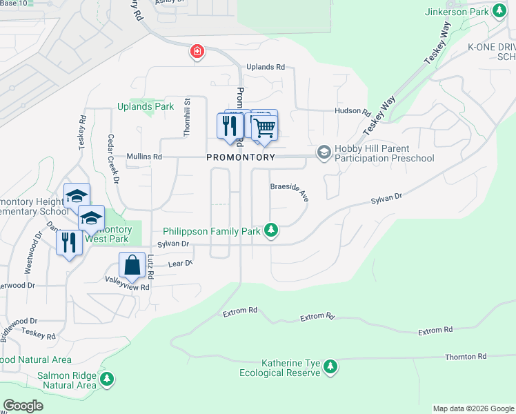 map of restaurants, bars, coffee shops, grocery stores, and more near 5450 Alpine Crescent in Chilliwack