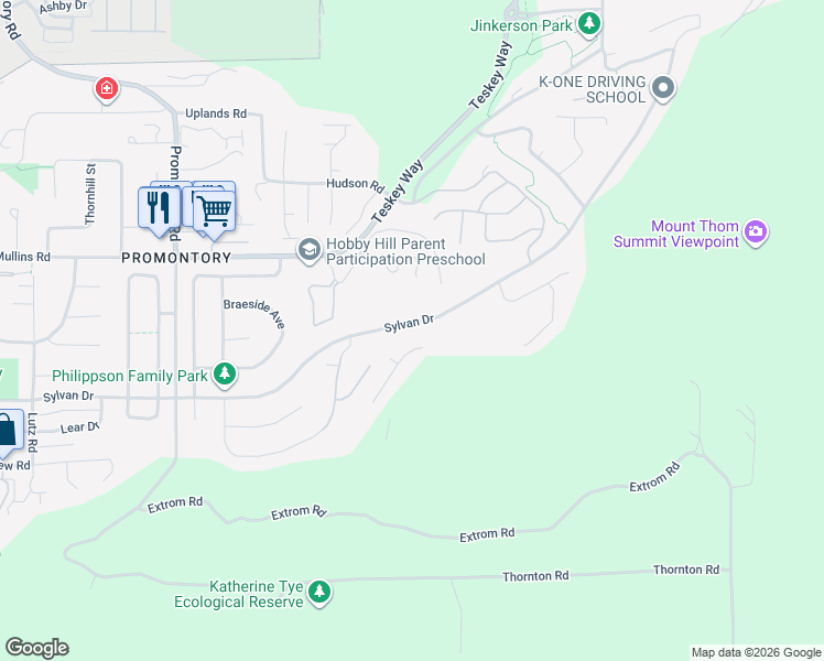 map of restaurants, bars, coffee shops, grocery stores, and more near 46930 Sylvan Drive in Chilliwack