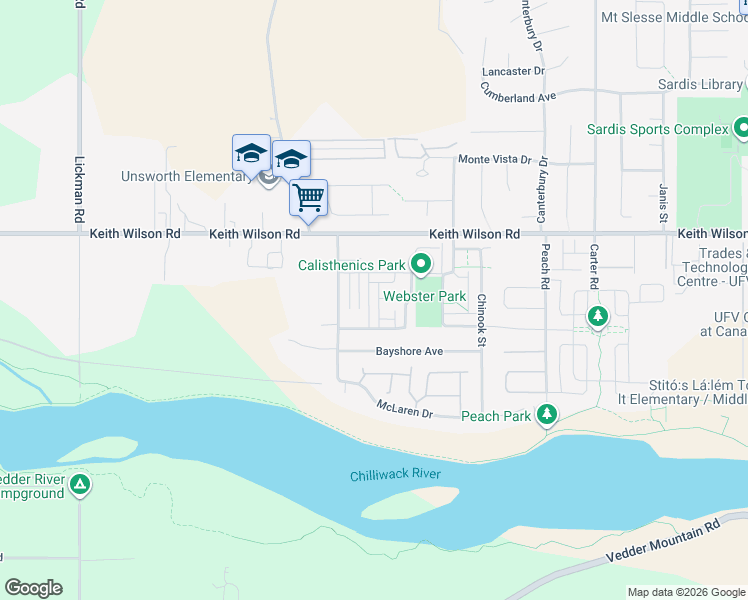 map of restaurants, bars, coffee shops, grocery stores, and more near 5524 Driftwood Street in Chilliwack