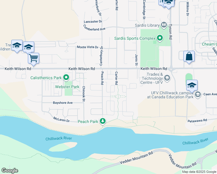 map of restaurants, bars, coffee shops, grocery stores, and more near 44767 Anglers Boulevard in Chilliwack